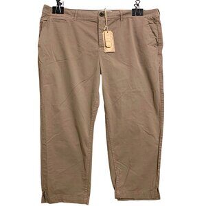 FAT FACE FARNHAM Chino Capris Pearwood Brown Cotton/Elastane Sz 14L NWT